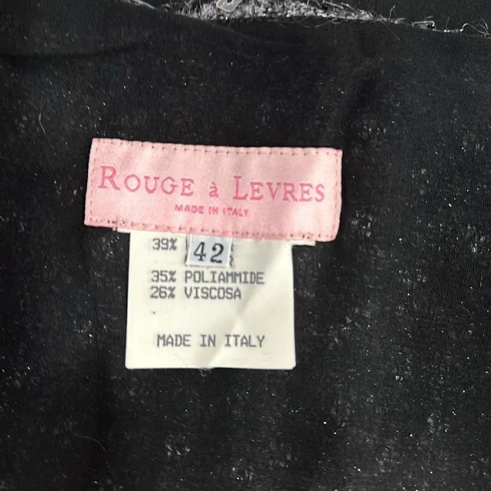 Rouge A Levres Italian Mohair Blend Beaded Shawl Wrap Scarf